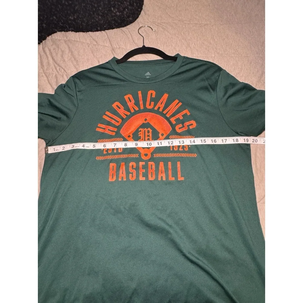 Adidas Miami Hurricanes Baseball Shirt Mens M Green Orange Graphic Tee NCAA